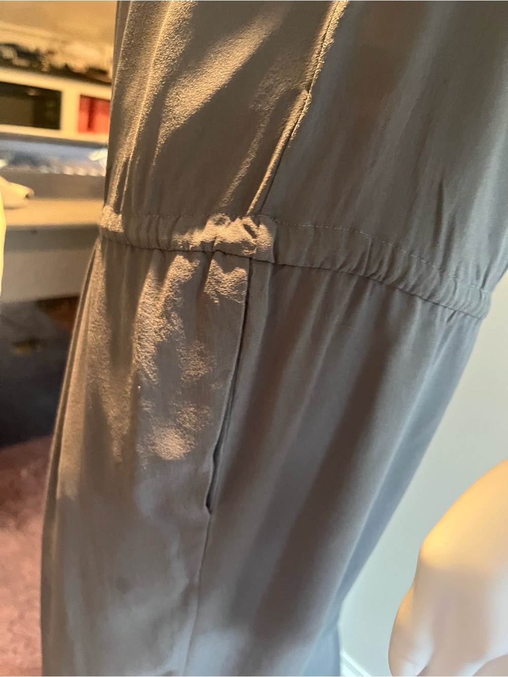 Brunello Cucinelli steel grey silk jumpsuit with leather waist tie - Picture 5 of 11